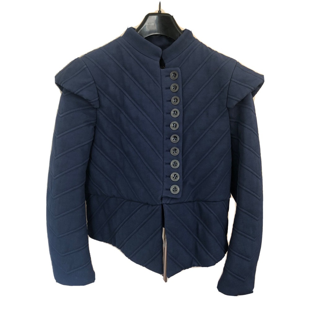 Burberry Jacket Women's 8 Indigo Blue Quilted Runway Made In Italy 42‎ NEW - Picture 3 of 15